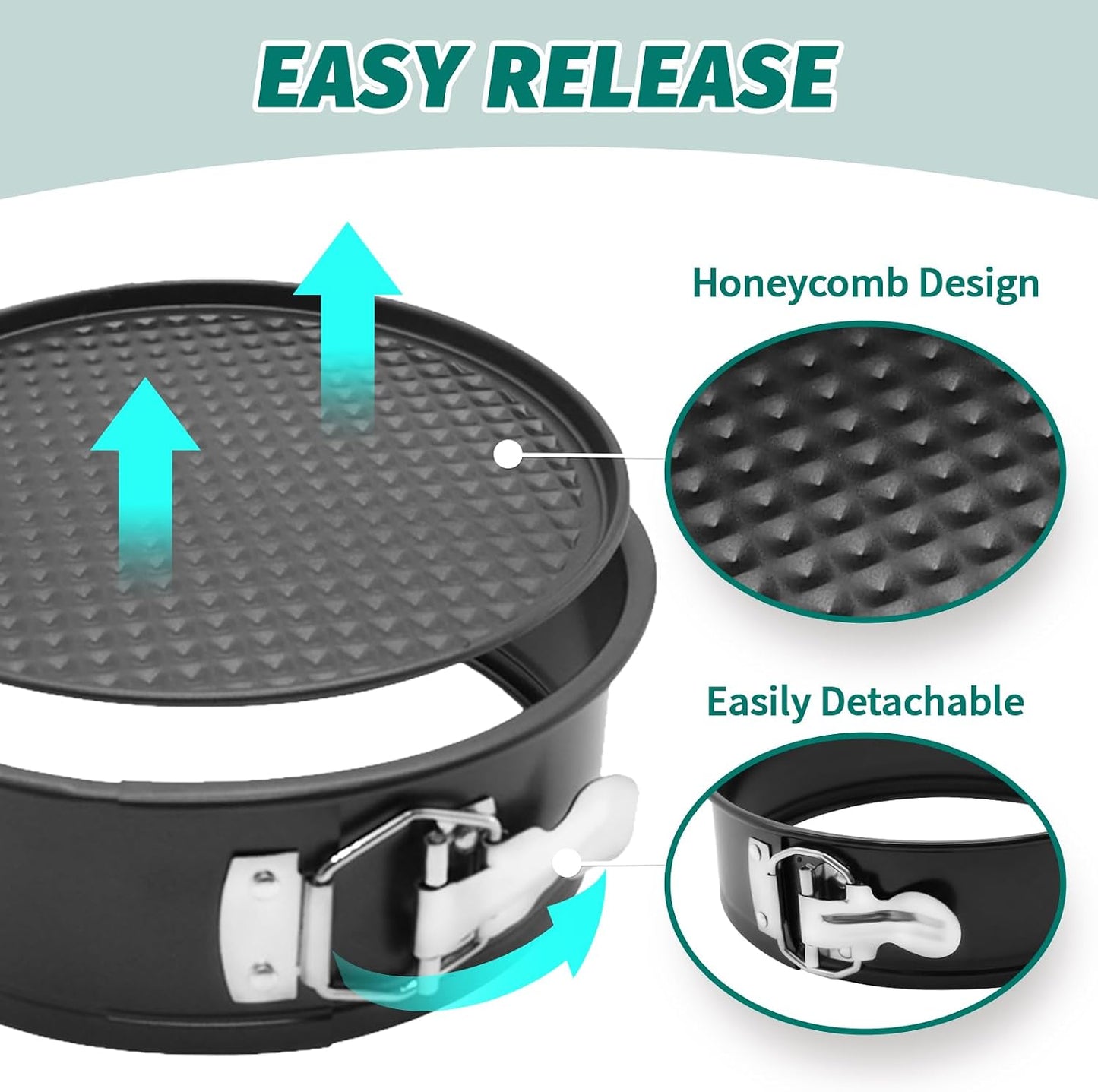 SHIKORI Cake Pan Set for Baking, Non-Stick Springform Pans Set of 4 | Round Cheesecake Pan, Leak-Proof Cake Pans with Removable Bottom-Black 4 Pcs(4, 7, 9 10 inch)