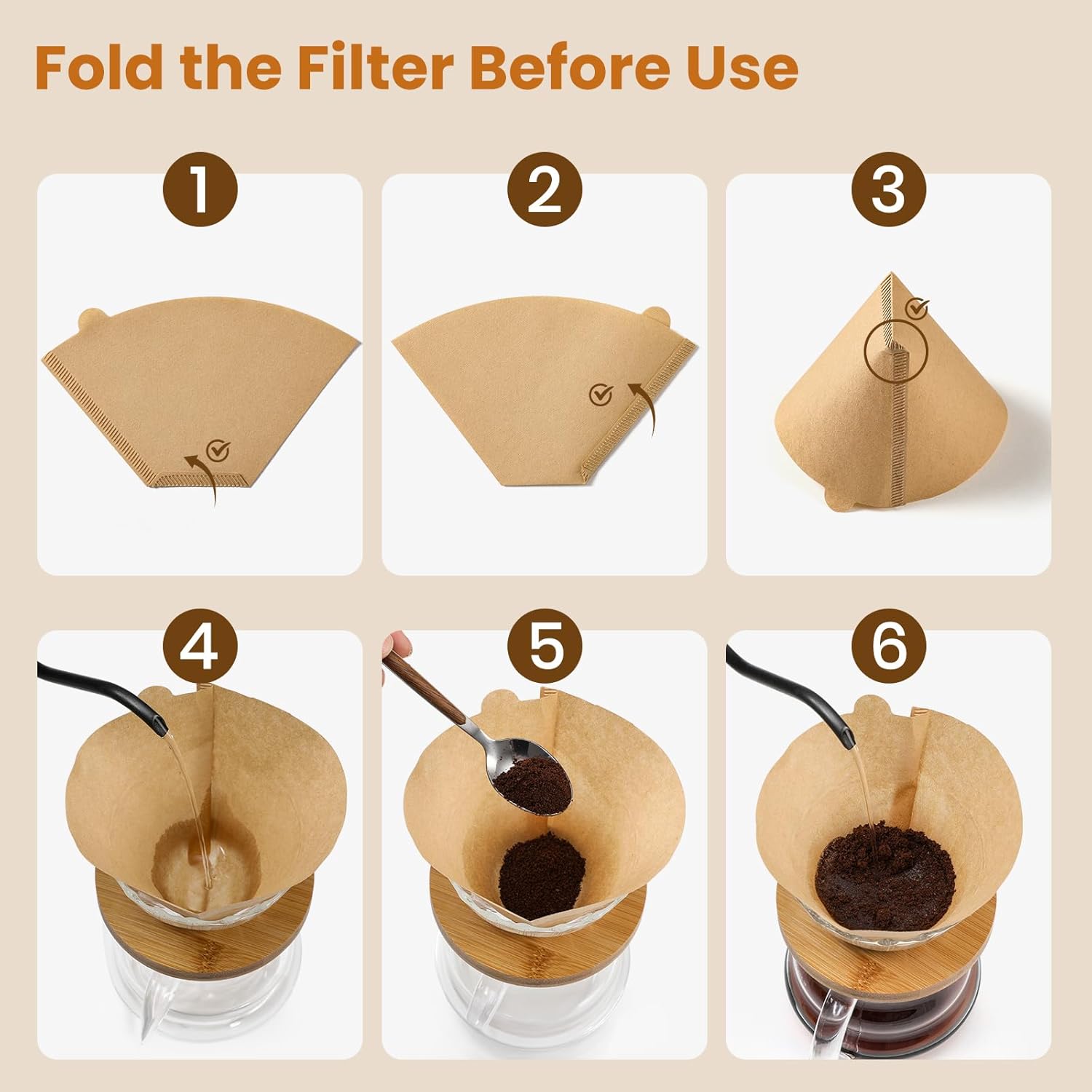 #4 Cone Coffee Filters 8-12 Cup, 200 Count Unbleached Natural Coffee Paper Filters, No Blowout, Disposable Coffee Filter for