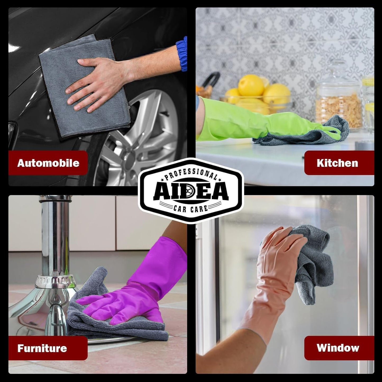 AIDEA Microfiber Cleaning Cloth Grey 20PK, Microfiber Towels 12"×12"