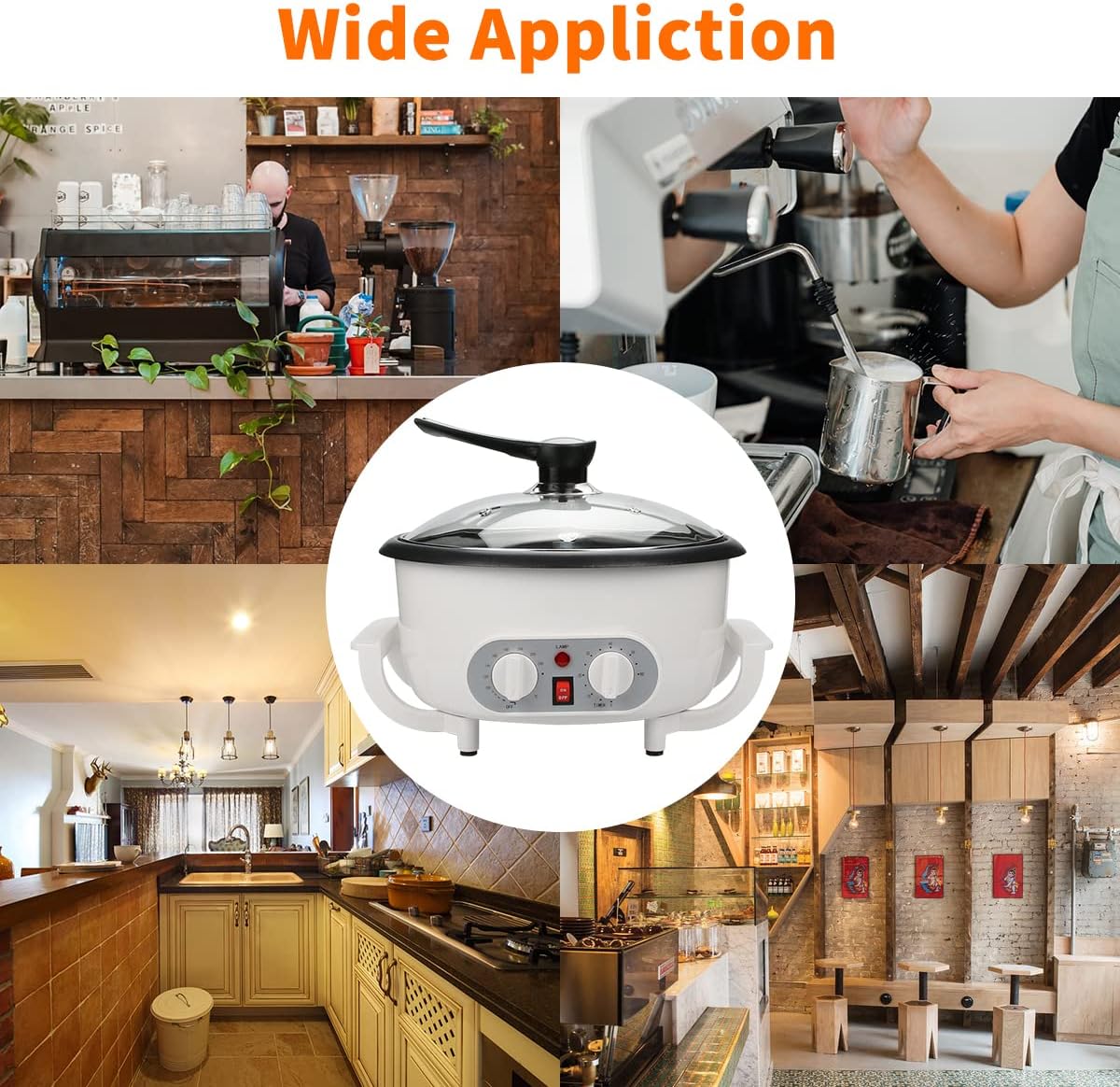ANGELLOONG Coffee Roaster Machine, 110V 1200W Coffee Bean Roaster | 750g Home Roasting, 1200W Heating, 212-464 F Temp Control, 0-60 Min Timer, Stirring, Glass Lid