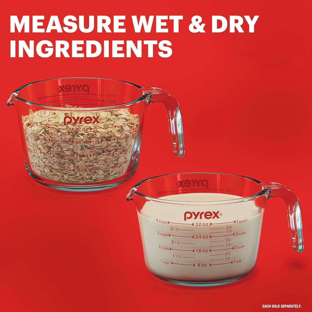 Pyrex Essentials (2-Pack) Glass Measuring Cups Set (1 &amp; 2 Cup)