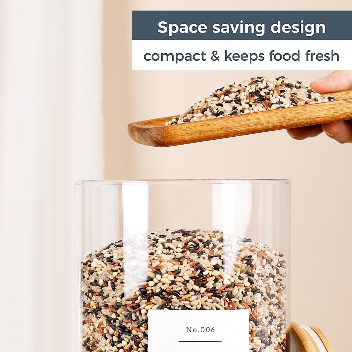 Large Glass Storage Jars With Airtight Bamboo Lid - 100 Fl Oz Thicken Kitchen Glass Food Storage Canister With 42 Pantry Labels - Big Clear Flour And Sugar Containers Farmhouse