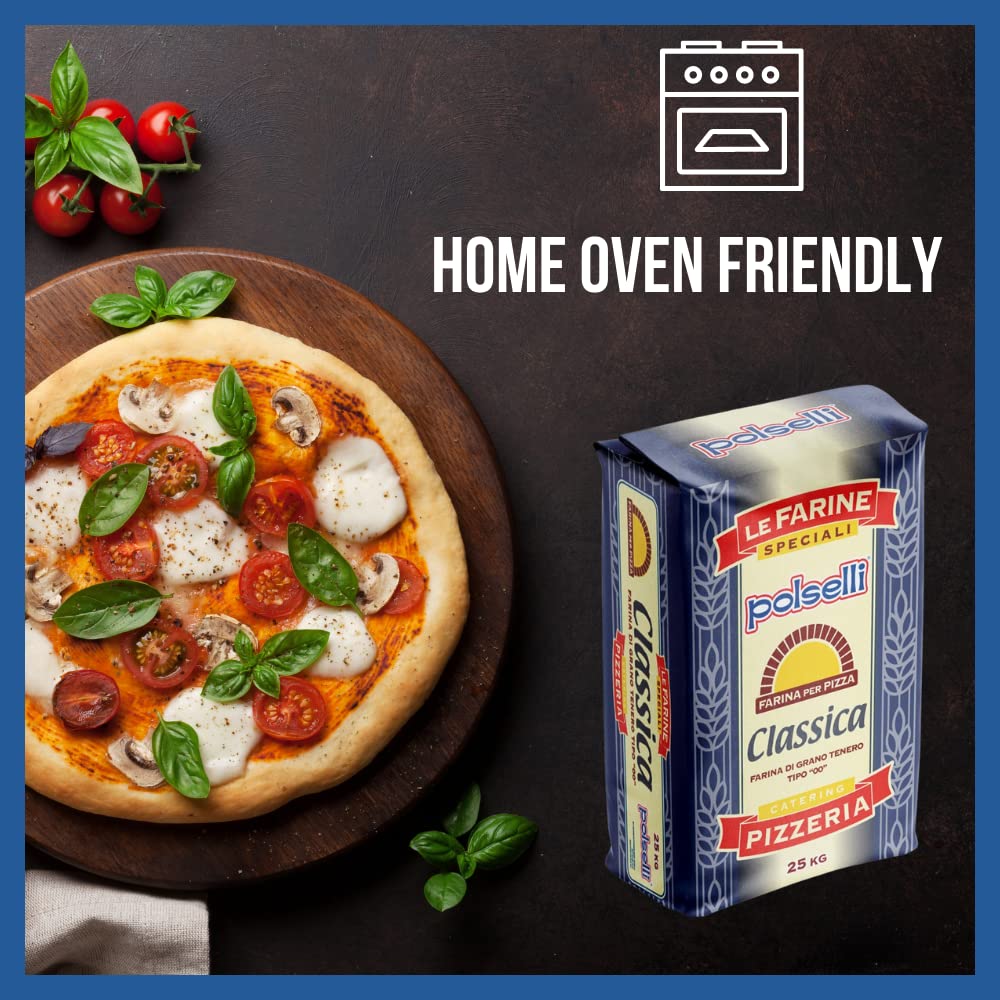 POLSELLI Classica, Type "00" Double Zero Flour, All-Natural, 1 kg (2.2 lbs) | Fine-Milled Italian "00" Soft Wheat Flour For Pizza, Bread And Pasta, All-Natural, Unbleached, Non-GMO, Product Of Italy.