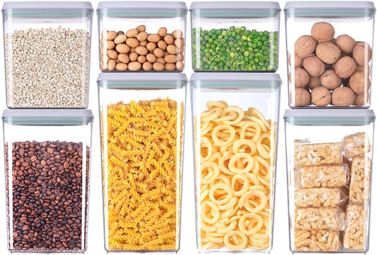 8-Piece Set of Pop Airtight Food Storage Containers with Lids Stackable Containers for Kitchen Pantry Organization Ideal for