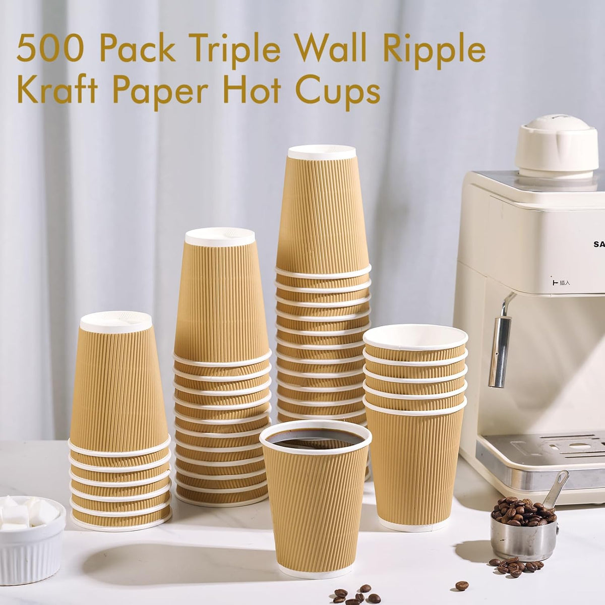 500 Count 12 oz Insulated Ripple Wall Paper Coffee Cups