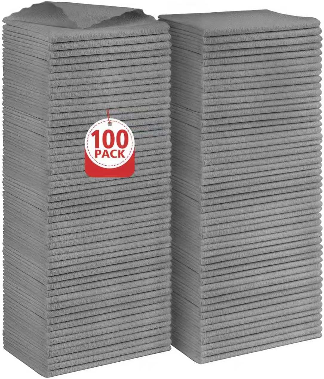 Orighty Grey Microfiber Cleaning Cloth, 100 Pack Highly Absorbent Cleaning Supplies, Lint Free Kitch