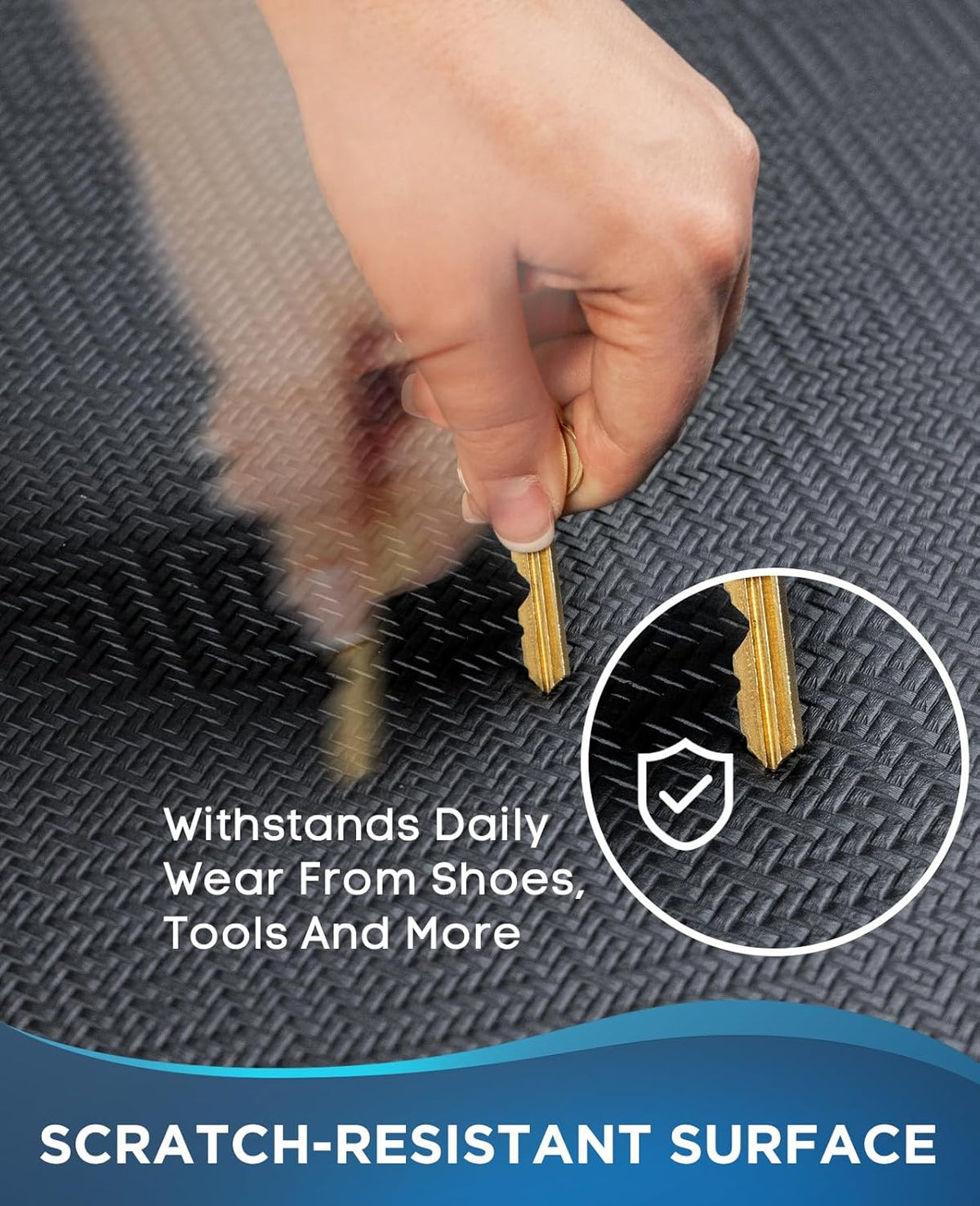 Ophanie Kitchen Mats for Floor, 3/4 inch Thick, 20x32 Anti Fatigue Cushioned Mat, Kitchen Rugs, Waterproof, Comfort Ergonomic Standing Mat for Office, Home, Sink, Black Non-Slip Ridged Bottom