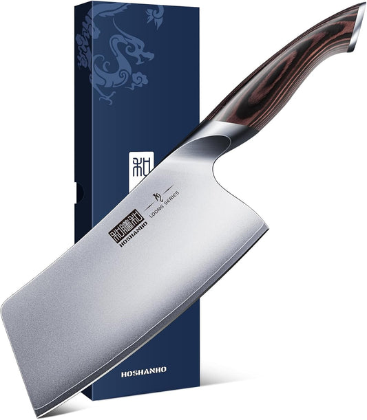 Cleaver Knife 7 Inch, Ultra Sharp Japanese High Carbon Steel Vegetable Meat Cleaver, Multifunction Chopper Butcher Knife for
