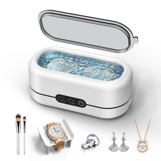 Ultrasonic Jewelry Cleaner, 48KHz Ultrasonic Cleaner Machine for Jewelry, Eyeglasses, Rings, Watch Strap, Dentures- Dual