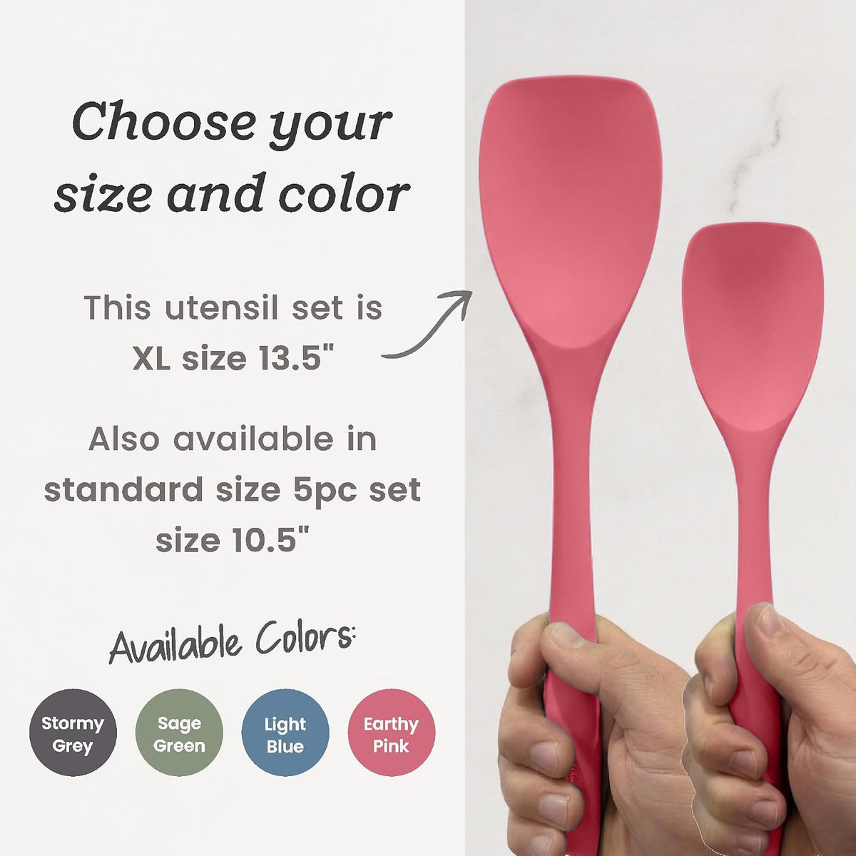 Starpack Like a Boss XL Silicone Cooking Utensils Set (6-Piece, 13.5") - LFGB Certified, 600°F Heat Resistant, BPA-Free - Heavy-Duty Steel Core, Dishwasher Safe - for Nonstick Cookware, Earthy Pink
