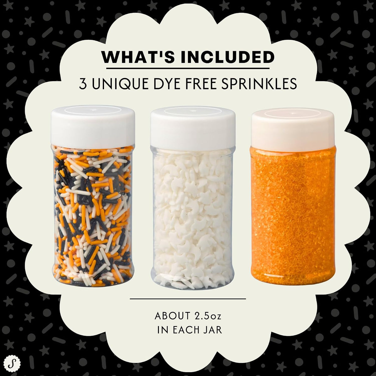 Sweets Indeed Dye Free Halloween Sprinkles 3 Pack, Jimmies, Sugar, 7.72 oz