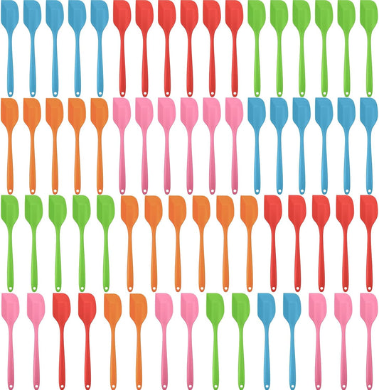 Irenare 65 Pcs Mini Silicone Spatulas Bulk 8.3 Inch Heat Resistant Scrapers Rubber Spatulas Seamless Design Non Stick