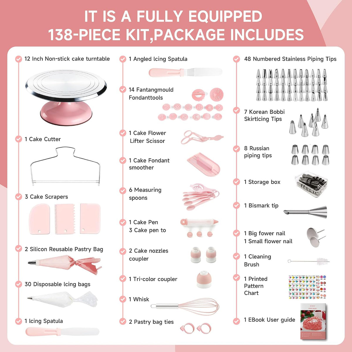 Cake Decorating Supplies Kit Set of 138pcs