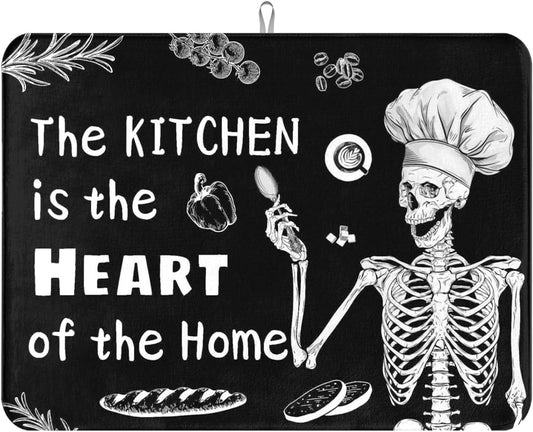 Halloween Skeleton Dish Drying Mat 18 X 24 Inch The Kitchen Is The Heart Of The Home For Kitchen Counter Reversible Dish