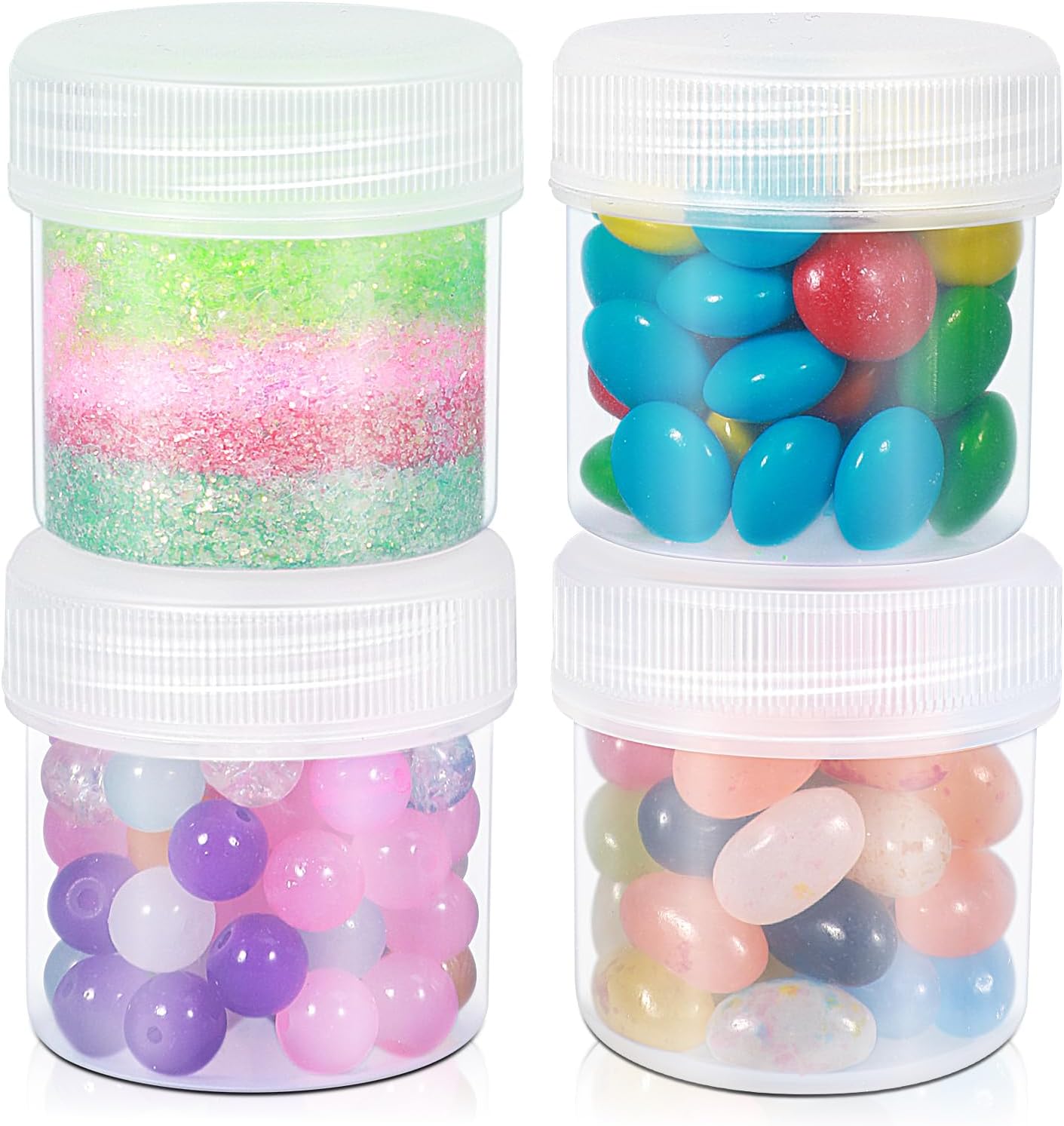 TSA Approved Wide Mouth Travel Size Containers, PP Clear &amp; White Leak Proof Travel Plastic Jars with Lids for Creams Lotion Cosmetic, Jewelry Beads, Sample, Small Items Storage (1 oz, 8 Pcs)