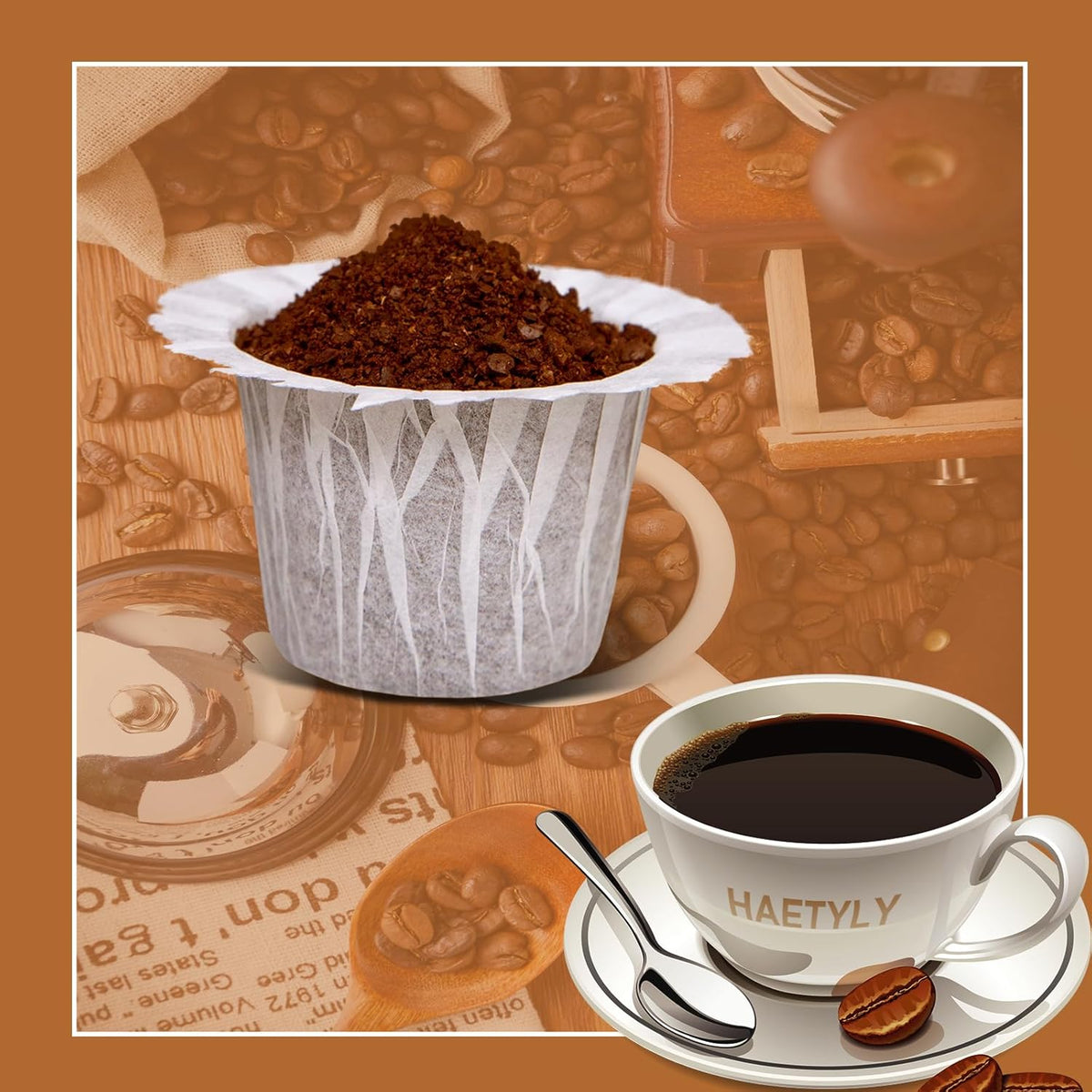 Irmidi 100 Count Disposable Coffee Paper Filters,Compatible with Keurig Brewers Single Serve 1.0 and 2.0, Fit all Reusable Coffee Pods.