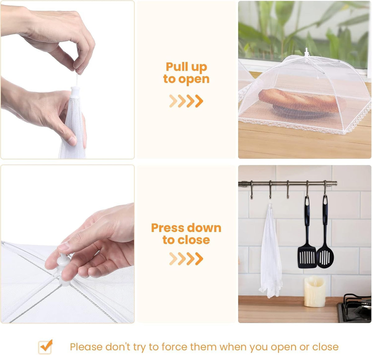 Food Covers for Outside Mesh, Food Nets for Outdoors, 8 Pack