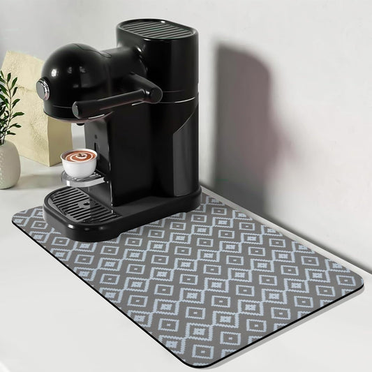 Bloss Dish Drying Mat, 12"x19" Absorbent Coffee Bar Mat with Waterproof Rubber Back, Fit Under Coffee Maker Machine/Kitchen