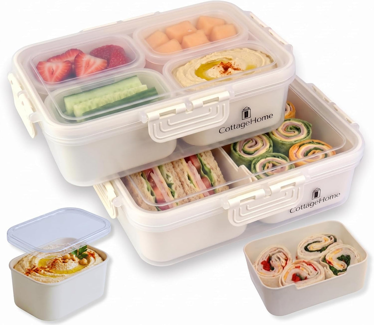 Mini Snackle Box Containers - 2-Pack Reusable Snack Containers - Dishwasher Safe - For Lunch, School, Meal Prep & Travel