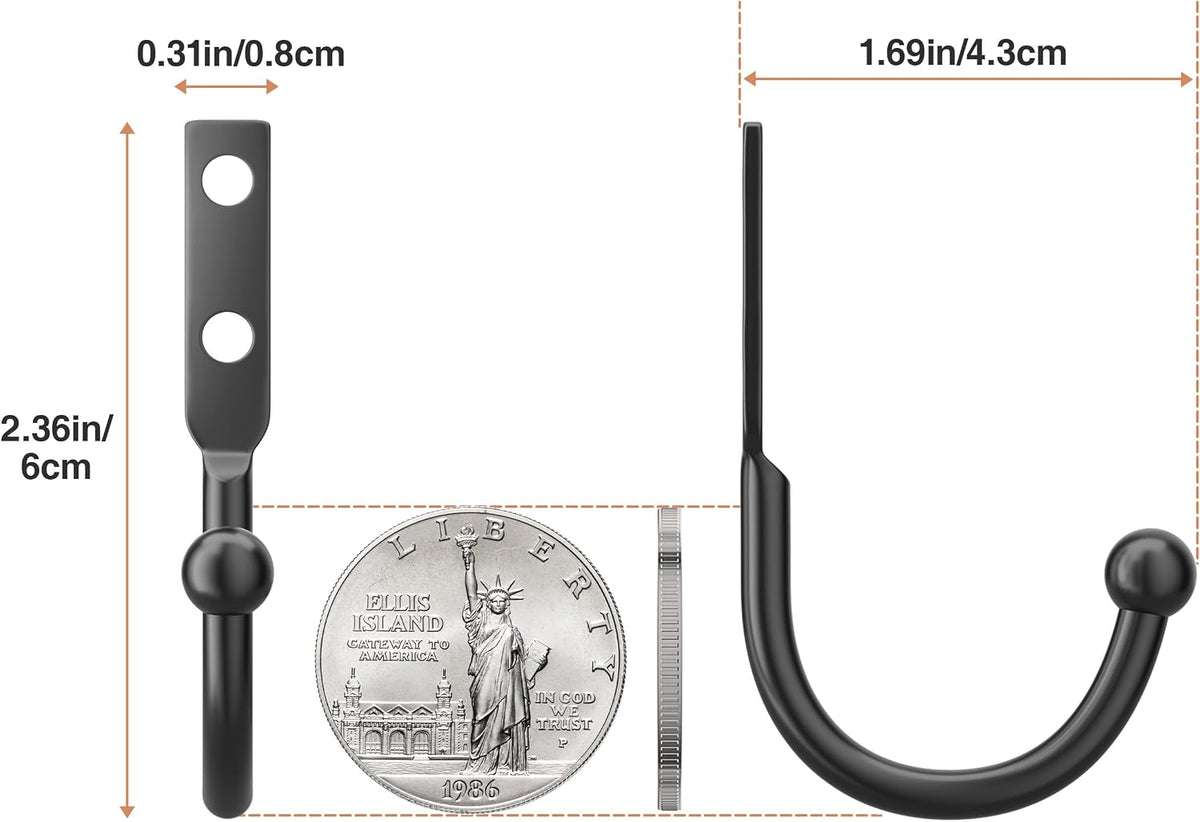 10 Pack Wall Hooks, Metal Hooks Wall Mount, Hold up to 45 Lbs