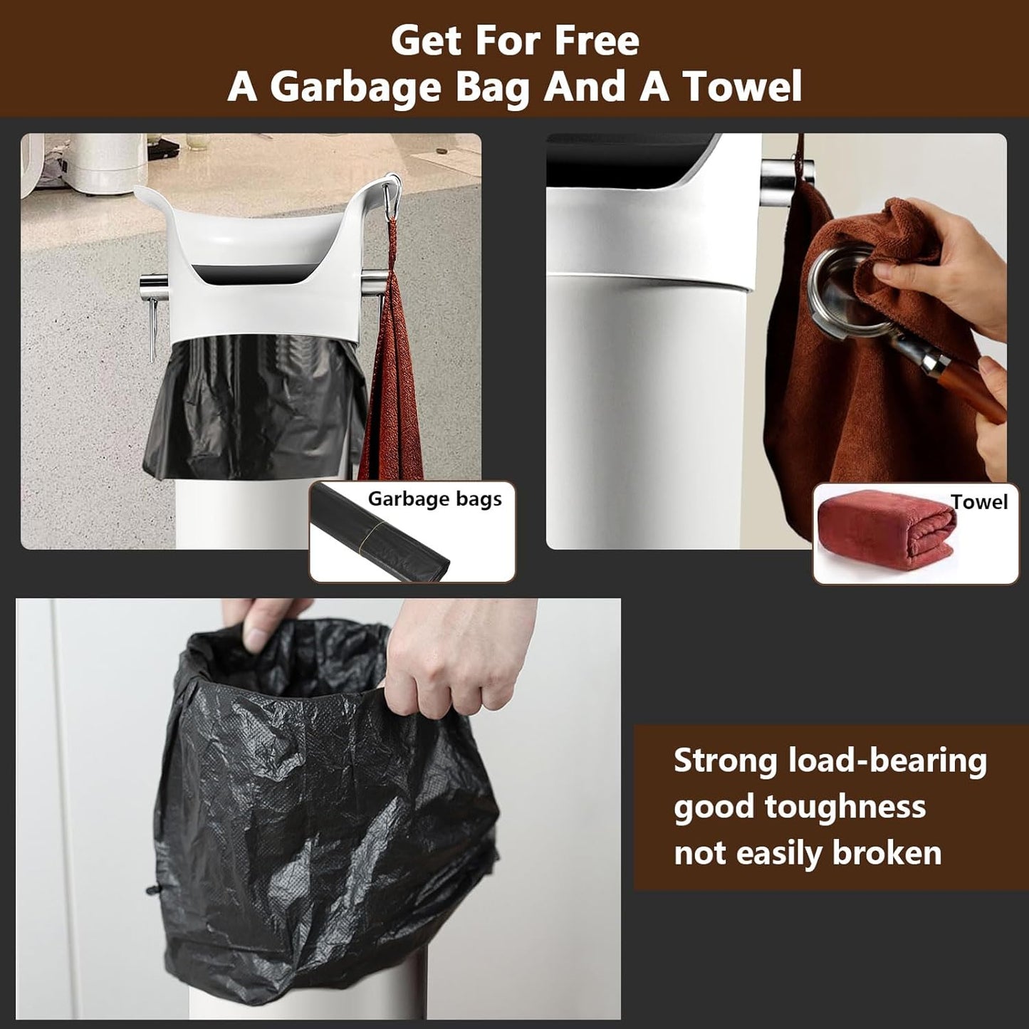 Knock Box for Espresso Grounds, Commercial Floor Standing Barista Style Absorbent Knockbox with Removable Non-Slip Base, Coffee Grind Collection Dump Bin,White