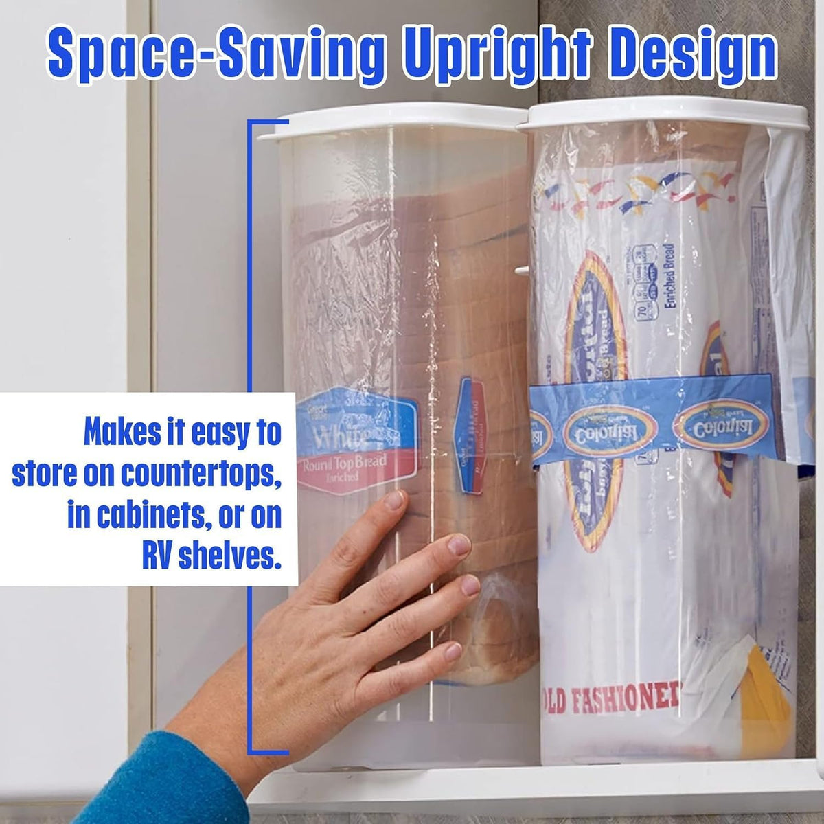 Buddeez Bread Buddy Airtight Bread Storage Container- Slice by Slice Dispensing Design - Perfect Pantry Organizer - White Lid Pack of 2