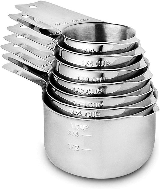 Measuring Cups Stainless Steel 7 Piece Stackable Set for Dry or Liquid Ingredients Measurement - Kitchen Gadgets & Utensils