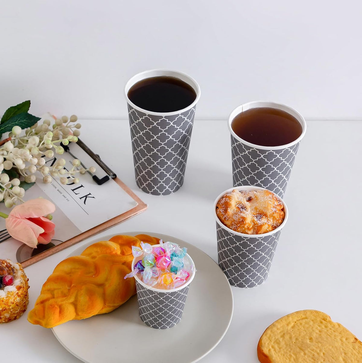 Lamosi Coffee Cups 12 oz 500 Pack, Disposable Paper Coffee Cups, Hot Cups