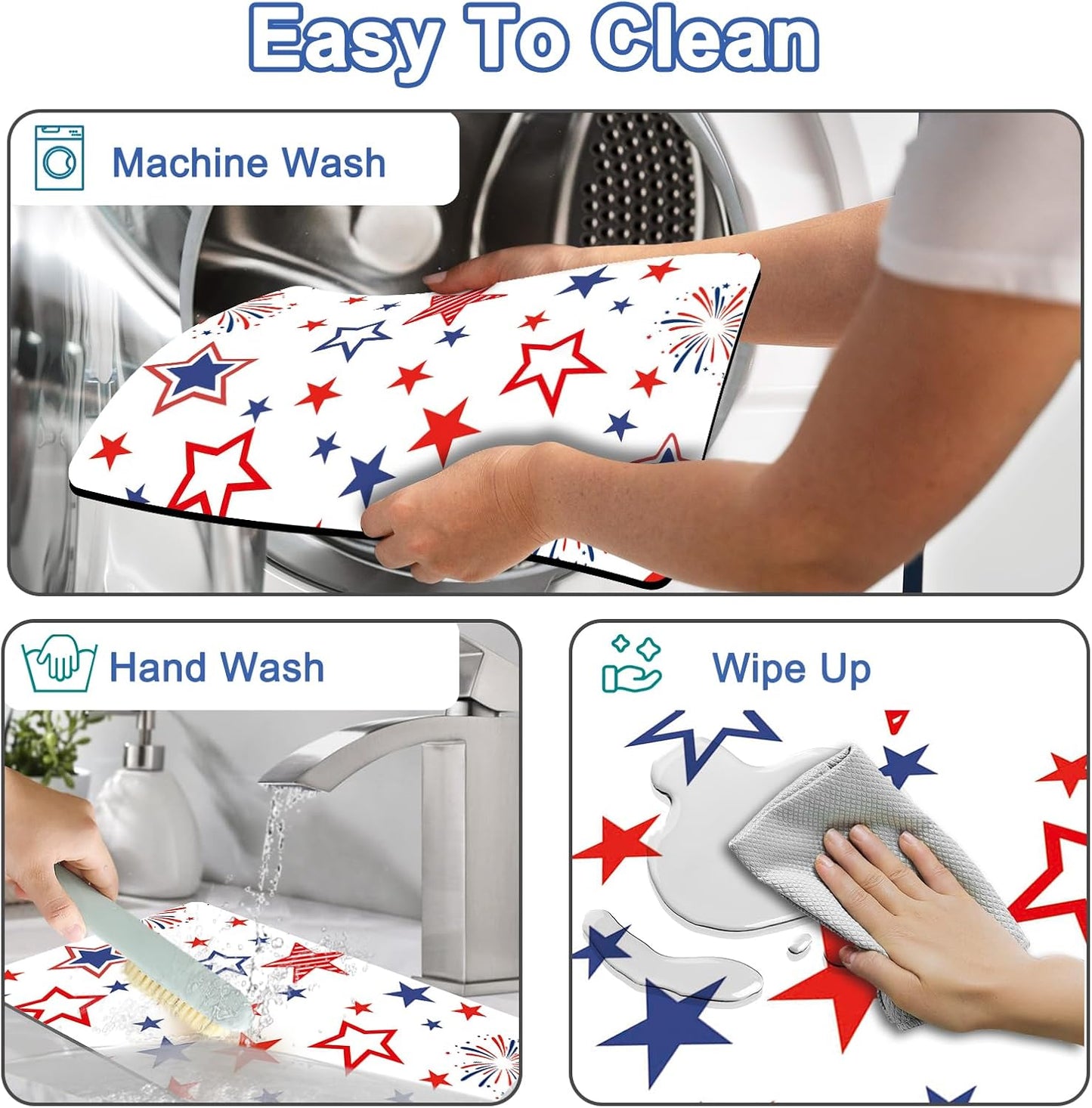 Dish Drying Mat for Kitchen, 12" X 20" Absorbent Coffee Maker Mat, Non-slip Bar Mats for Countertops, Kitchen Drying Pad for Dishes, Utensils, Espresso Machine, W Stars Freworks