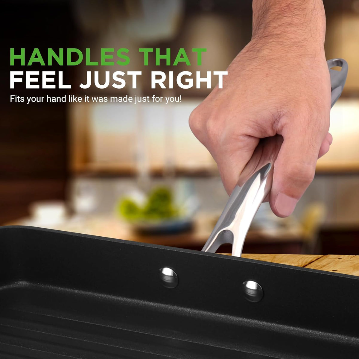 NutriChef Anodized Non-Stick Grill - Dishwasher Safe Nonstick Grill Pan Heavy Gauge Aluminum Body with Hard Anodized Surface for Even Heating, Max Temperature: 500° Fahrenheit (260° Celsius)
