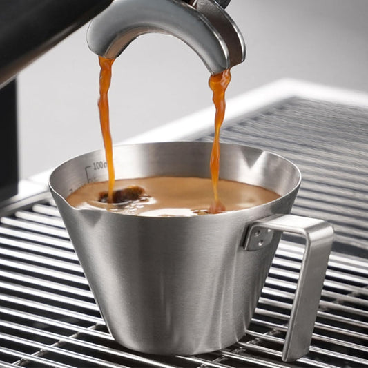 YARRAMATE Stainless Steel Espresso Shot Cup, 3.4oz/100ml (Silver) | Heat Insulated Grip, Stackable, Dual-Scale Accuracy, Easy to Rinse Clean, Fits Espresso Maker