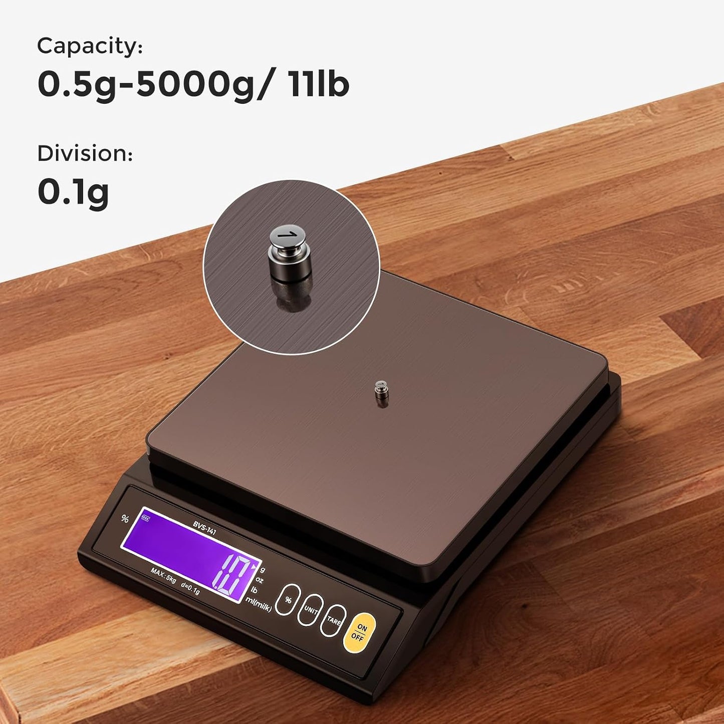 Baking Scale 0.1 Gram Accuracy Digital Scale for Kitchen, Candle, Soap and Sourdough Bread Making, with Percentage Weighing Function, Weigh in Grams, Pounds and Ounces (10 lb)