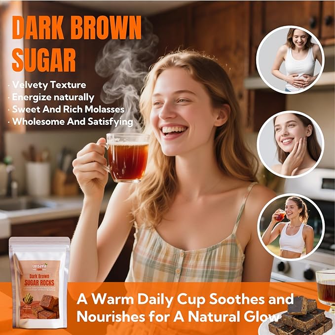 Traditionally Crafted Dark Brown Sugar/Black Sugar,Brown Sugar Cubes (10.58oz/300g) iIndividually Wrapped - All-Natural & Additive-Free,Dissolves Completely for Coffee, Tea & Baking