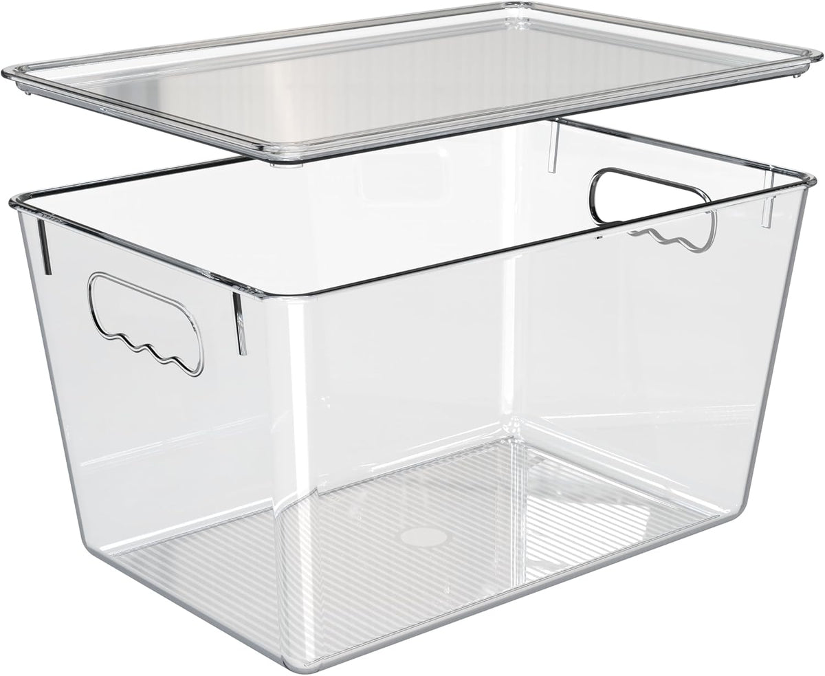YAN &amp; HIN 10 Pack Clear Storage Bins with Lids, Stackable Plastic Organizer Bins with Handles, Pantry Organizers and Storage for Kitchen Cabinet, Fridge, Bathroom, Closet and Shelf Organization