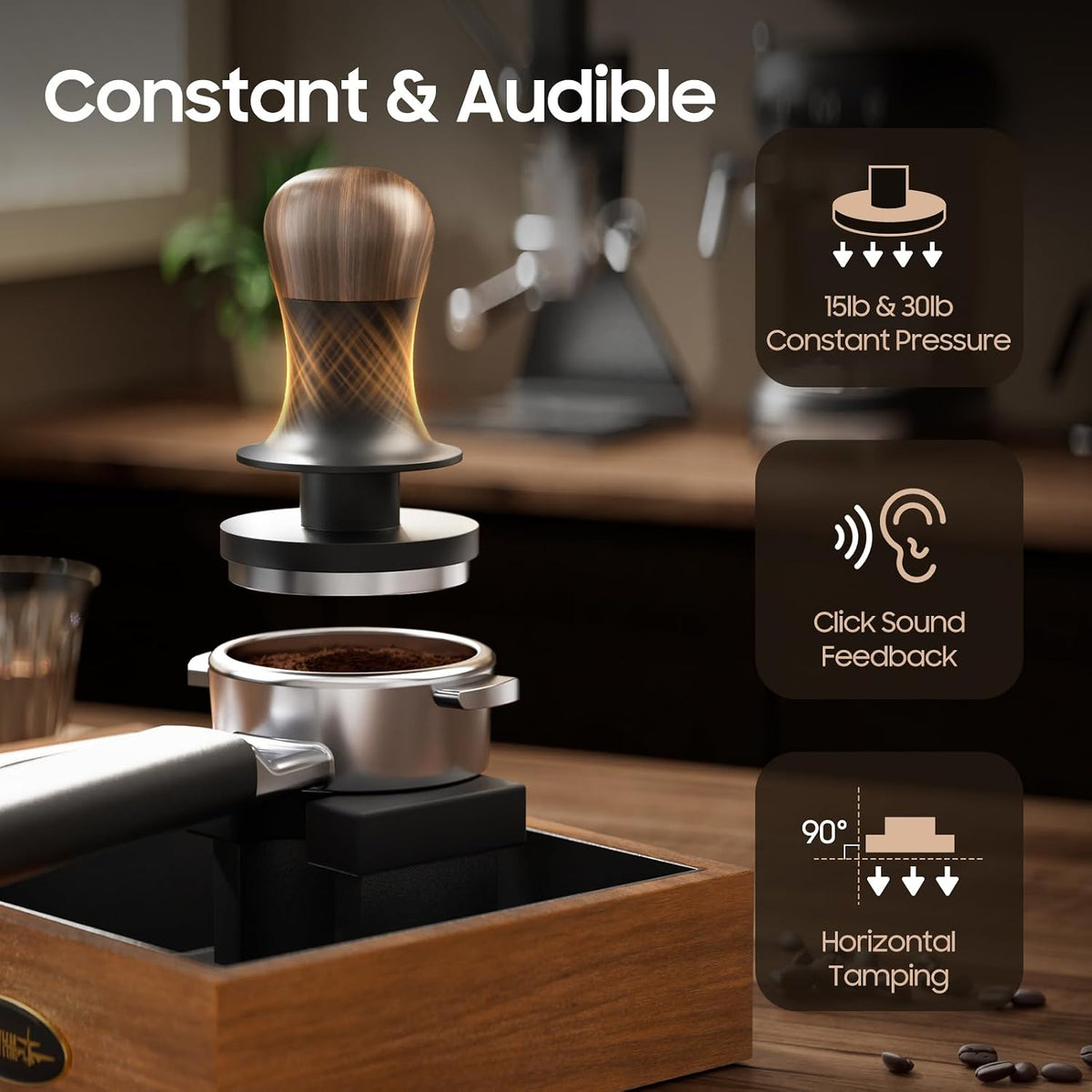 MHW-3BOMBER 45.5mm Espresso Tamper for Flair Pro 3, Precision Fit Manual Espresso Tamper with Sound Feedback, Stainless Steel, Not Compatible with Flair Go, Neo, Classic or 58, Flat Base T7070F-OS