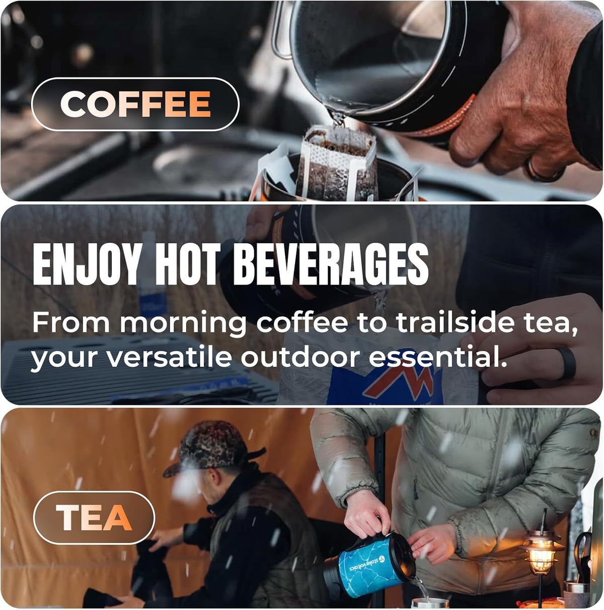 Stoke Voltaics Electric Kettle, 120V Portable Water Boiler for Coffee &amp; Tea, 304 Stainless Steel Mini Tea Kettle, 500W Fast Boiling Water with Auto Shut-Off, Camping &amp; Travel Essentials