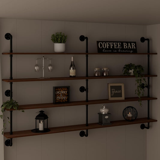 Floating Book Shelves for Wall 4 Tier 70 inch Bookshelf Industrial Pipe Shelving Shelves Bookcase Industrial Bookshelves
