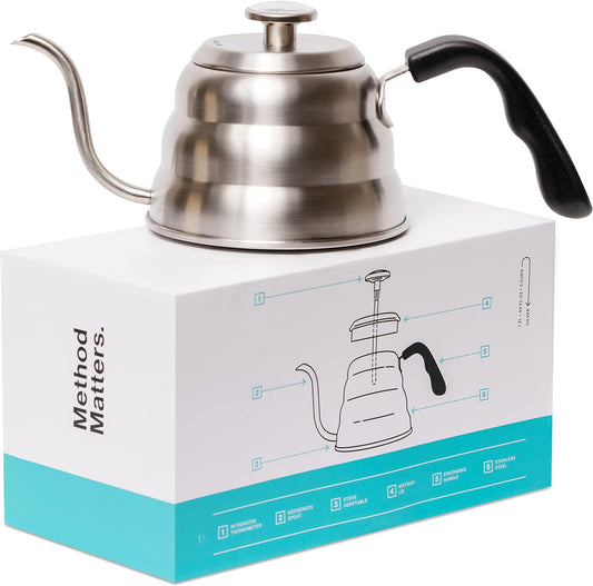 Barista Warrior Pour Over Coffee Kettle with Thermometer for Exact Temperature – Gooseneck Kettle for Pour Over Coffee and