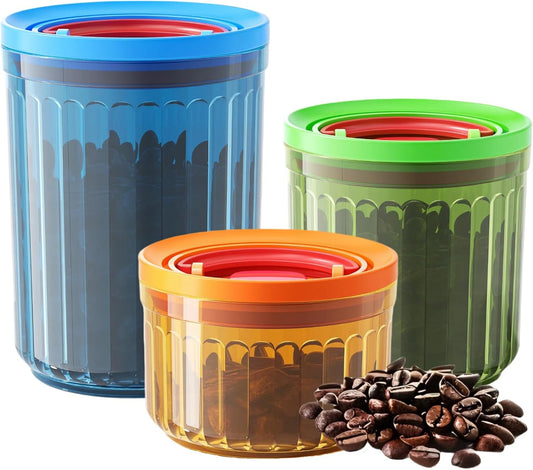 Small Sugar Tea Coffee Canister Container Set Airtight Storage Containers for Coffee Beans Patented Pull Snap Lock with Lids