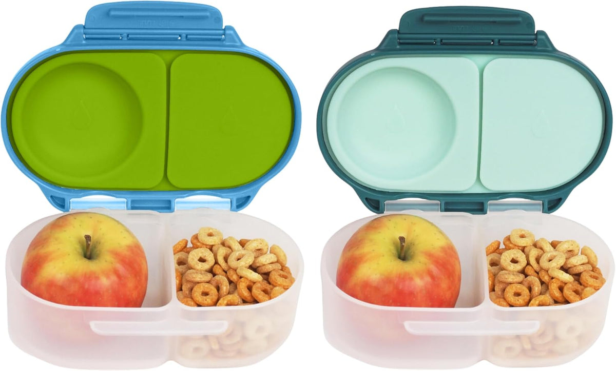 b.box Snack Box (2-pack) Reusable Snack Containers with Lids – Bento Box for Kids & Toddlers, Leakproof Lunch Box, BPA-Free and Dishwasher Safe Snack Container(O'Breeze + Emerald, 1 3/4 Cup)