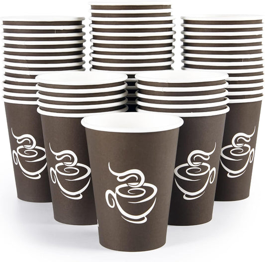 LITOPAK 240 Pack 12 oz Paper Cups, Brown Disposable Hot Coffee Cups for Party, Picnic, Travel, and Events