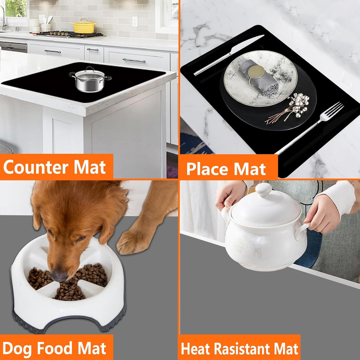 49.2''x15.7''(125cmx40cm) Extra Large Silicone Mat, Silicone Mats for Kitchen Counter, Heat Resistant Mats, Kitchen Island Countertop Protector, Waterproof Placemat, Dark Gray