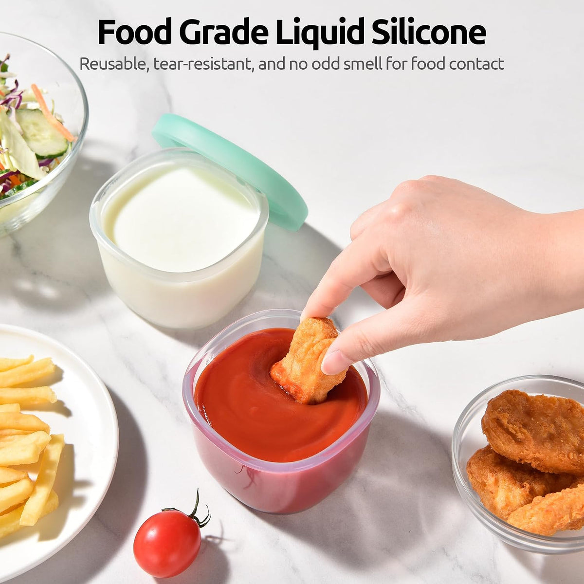 U-Taste Silicone Container with Lids, Small Mini Food Storage, 6oz * 2