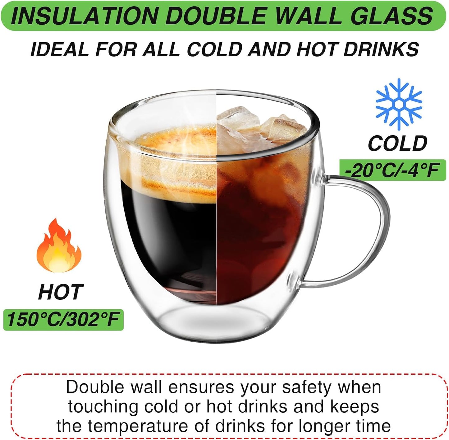 Espresso Cups Set of 4, 5oz Espresso Shot Glass Double Walled Coffee Cups