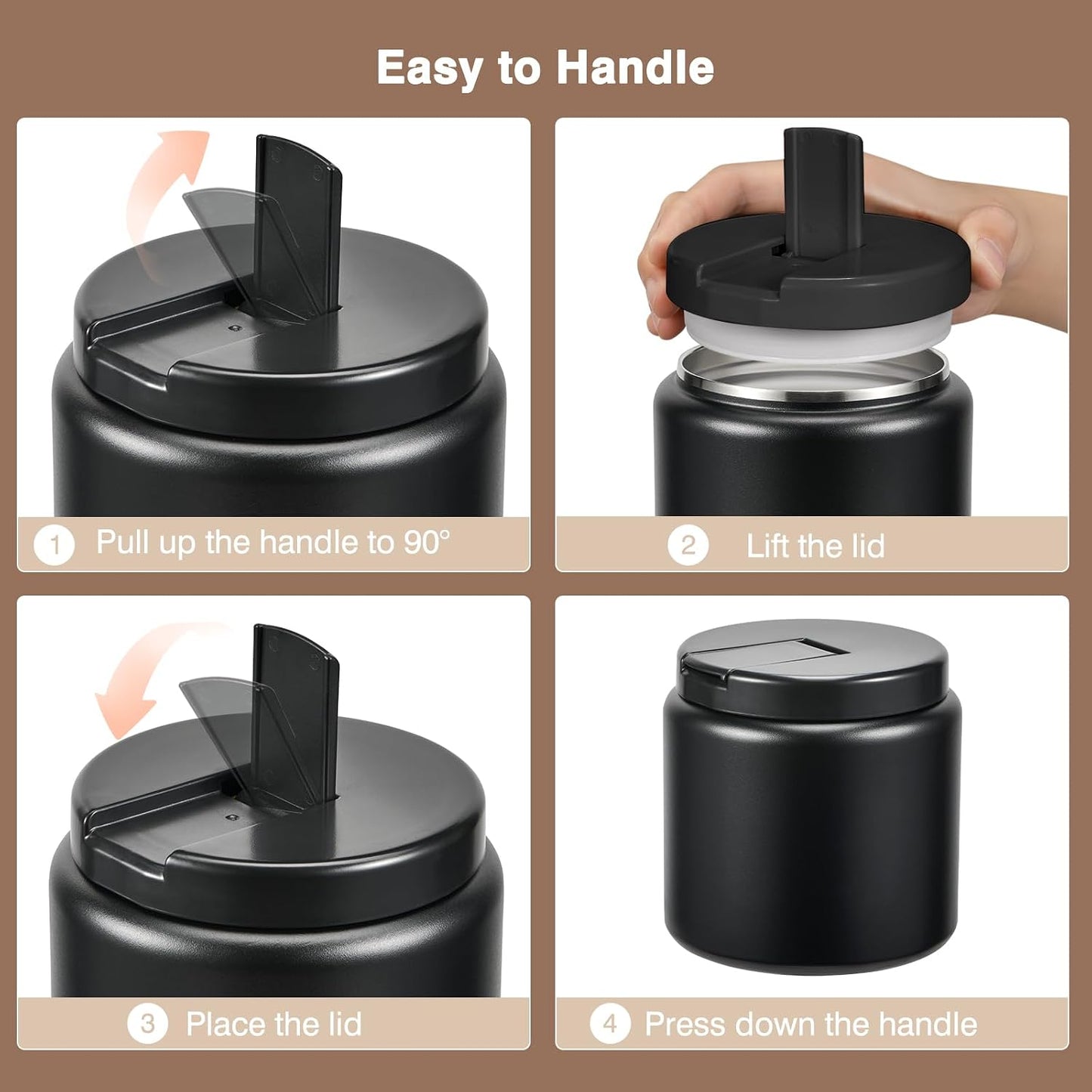 Coffee Canister, Premium Large Stainless Steel Insulated Vacuum Coffee Bean Storage Container Travel Jar, Kitchen Food Airtight Coffee Grounds Container for Tea, Sugar, Flour (26oz-Black)