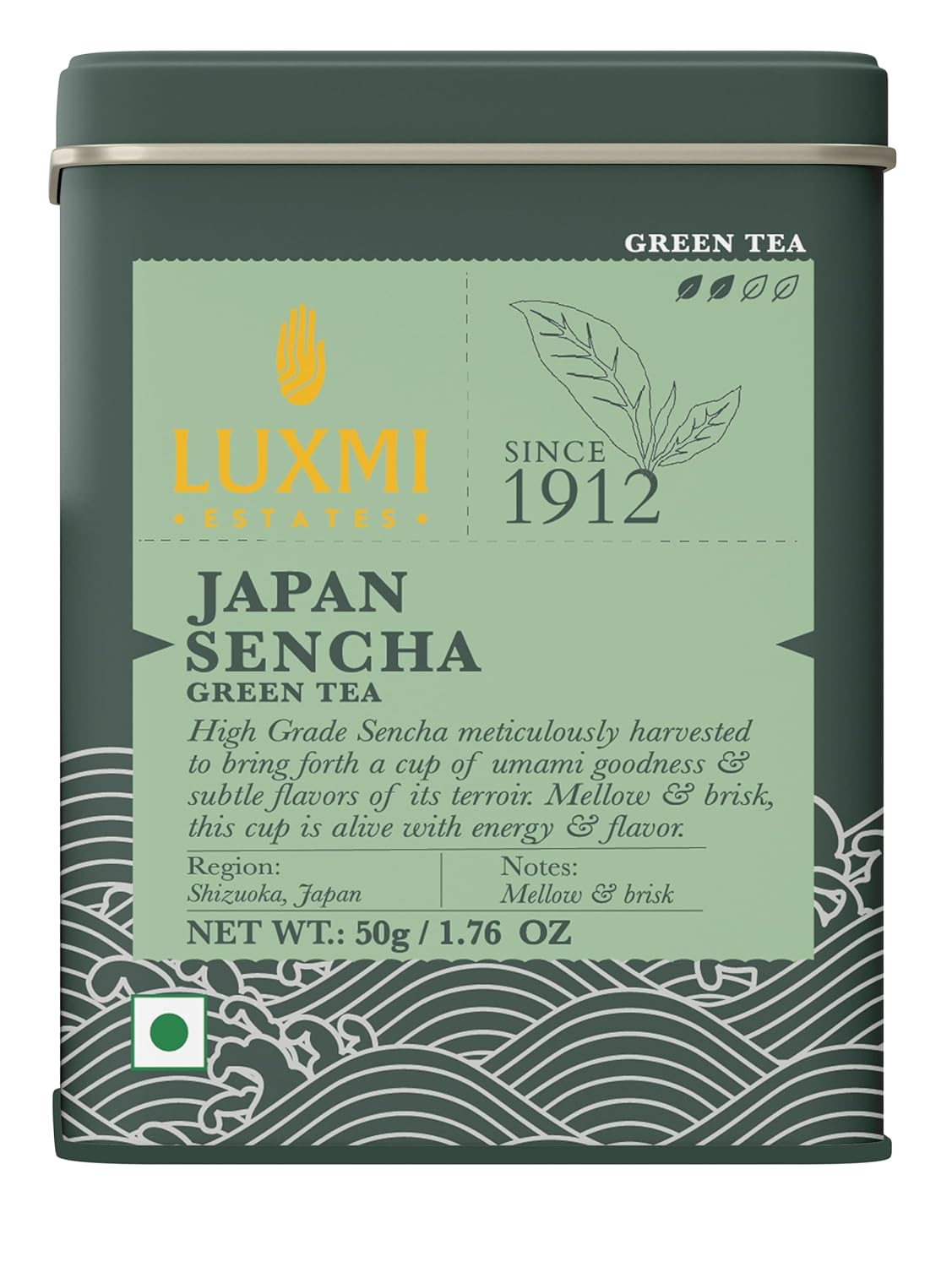Luxmi Estates Japanese Sencha Green Tea 50g/1.76oz (25 Cups)|Authentic First Flush Sencha Loose Leaf|Mild Rich &amp; Refreshing