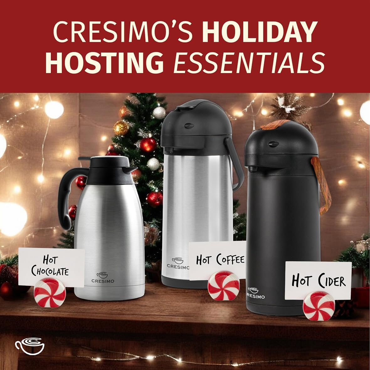 Coffee Carafe Airpot &amp; Cleaning Brush 102oz/3L Airpot 12 Hours Hot | Water Dispenser 36 Hours Cold Drink Dispenser with Pump - Easy Dispensing Coffee Carafes for Keeping Hot Extra Large -Cresimo