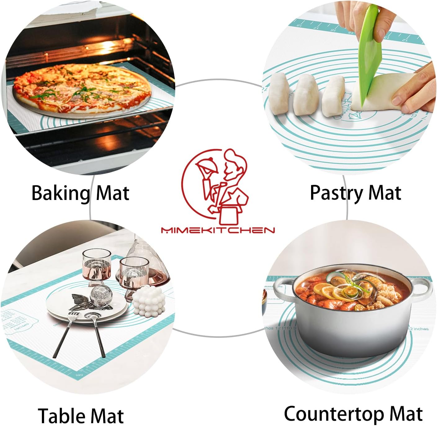 Non-Stick Silicone Pastry Mat, Silicone Baking Mat - Dough Mat for Rolling, Silicone Mat for Baking Cookies Macarons Bread, Extra Large 26 x 16 Inch