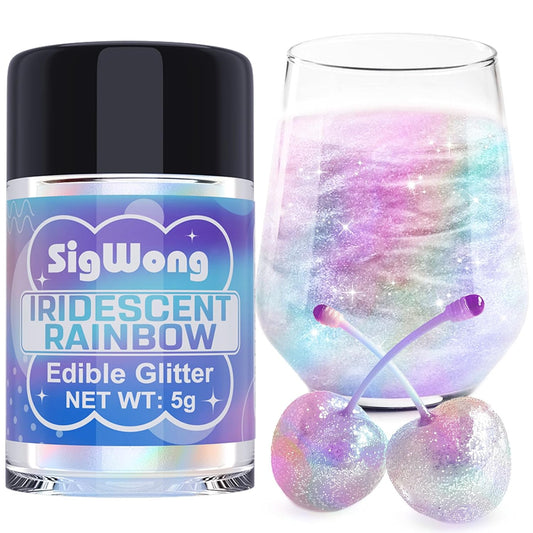 Iridescent Rainbow Edible Glitter - 5g Food Grade Cake Decorating Shimmering Glitter, Edible Sprinkle Luster Dust for