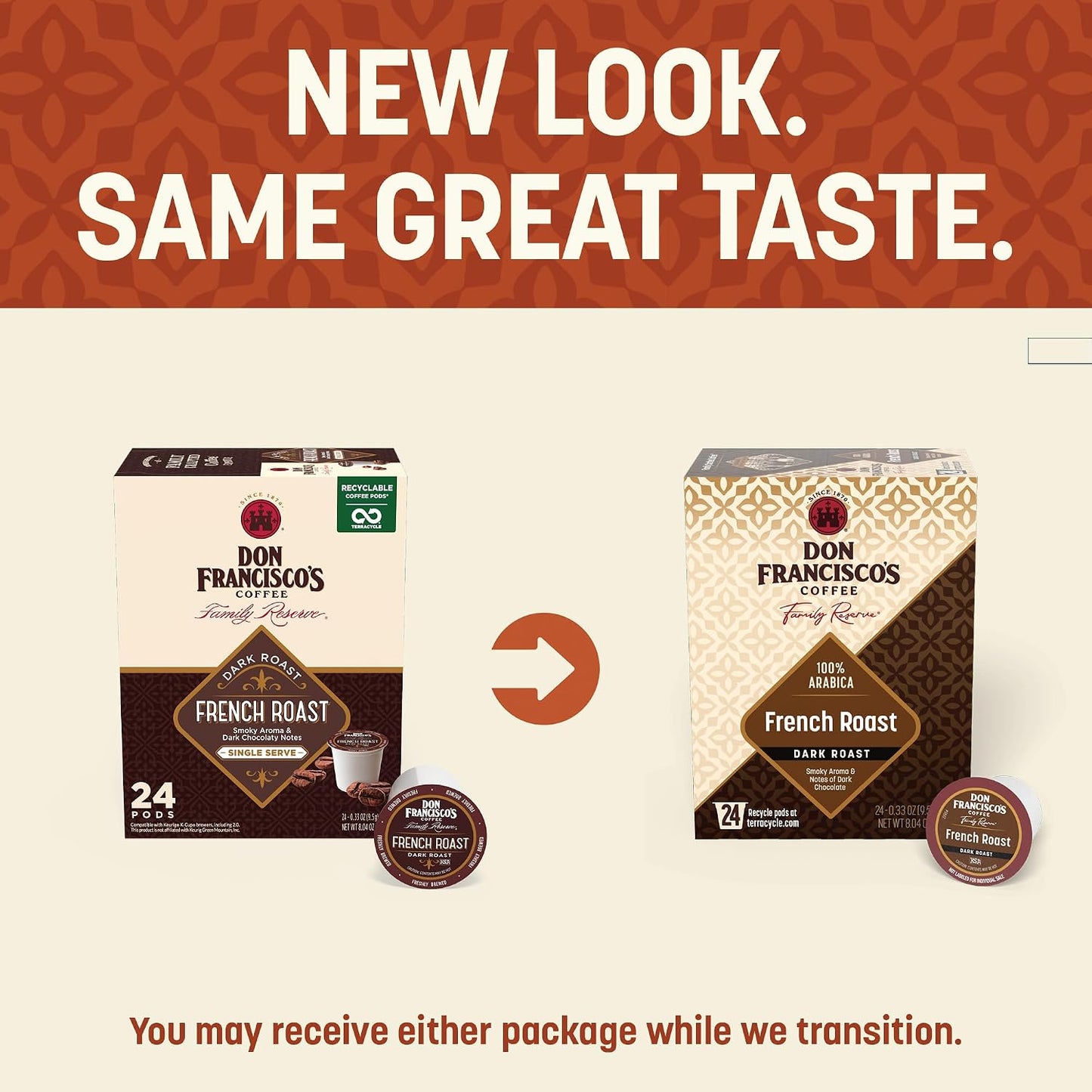 Don Francisco's French Roast Single Serve Coffee Pods, Dark Roast, 24ct | Compatible with Keurig Coffee Pod Brewers, 100% Arabica Coffee, Convenient Single Serve Brewing, Fresh Brew in Every Cup